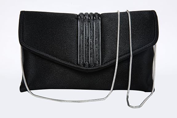 Bag in Elegant Satin Evening Clutch Bag Stylish Envelope Purse with Rhinestone Detail and Detachable Chain Perfect for Formal Events and Special Occasions