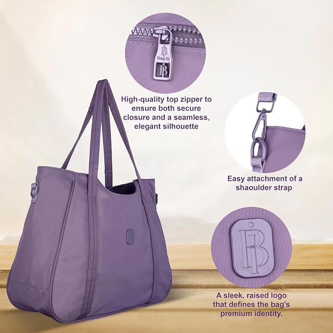 Bag in Women’s Tote Bag with Zipper & Adjustable Shoulder Strap – Lightweight Large Handbag for Work, Travel & Daily Use