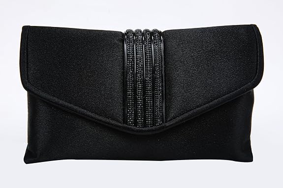 Bag in Elegant Satin Evening Clutch Bag Stylish Envelope Purse with Rhinestone Detail and Detachable Chain Perfect for Formal Events and Special Occasions
