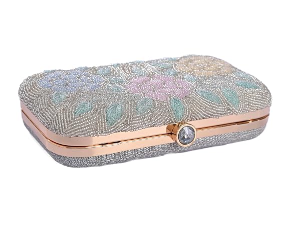 Bag in Women's Elegant Floral Beaded Clutch Bags with Chain Strap Stylish and Sophisticated Evening Handbags