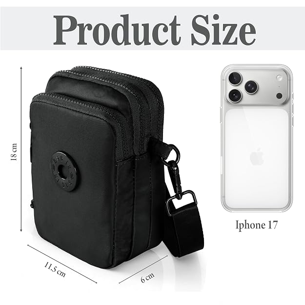 BAG IN Crossbody Travel Bag with Adjustable Strap, Multi-Pocket Phone Purse, Lightweight Nylon Shoulder Bag for Everyday Essentials