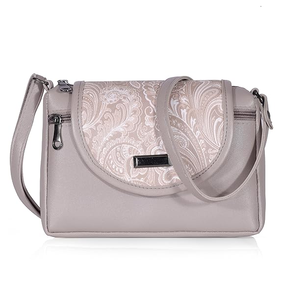 Bag in Stylish Women's Leather Shoulder Bag Embroidered Flap Crossbody Purse with Zipper Compartments & Adjustable Strap
