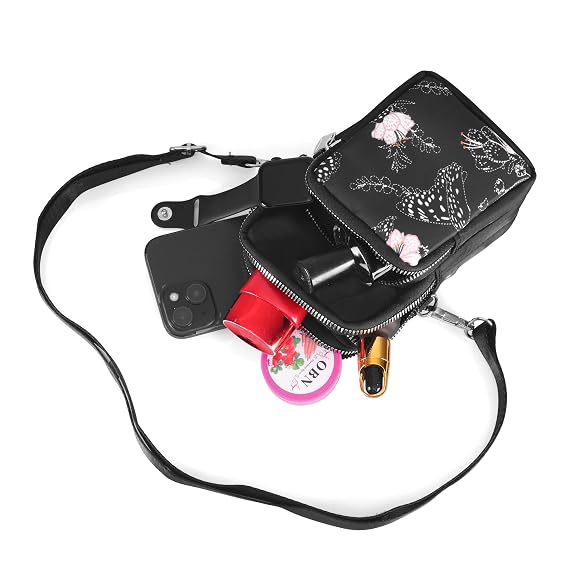 Bag in Bag In Floral Crossbody Bag with Multiple Zippered Compartments - Compact, Stylish and Convenient for Travel and Daily Use