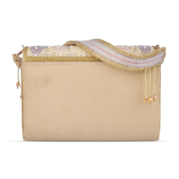 J I Women’s Embellished Sequin & Pearl Beaded Shoulder Bag with Tassels