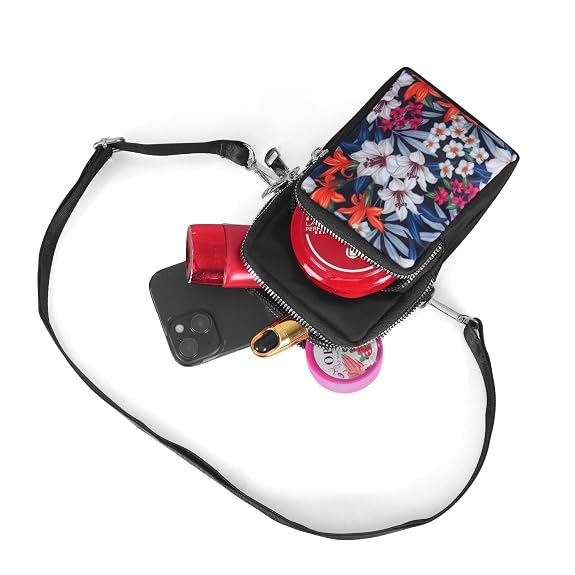 Bag in Bag In Floral Crossbody Bag with Multiple Zippered Compartments - Compact, Stylish and Convenient for Travel and Daily Use