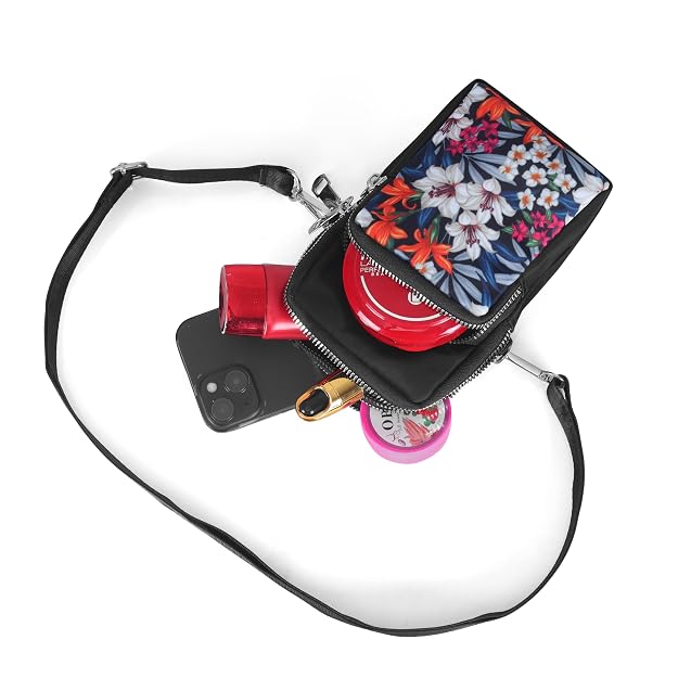 Bag in Women’s Floral Crossbody Phone Bag – Multi-Pocket Small Shoulder Purse with Adjustable Strap