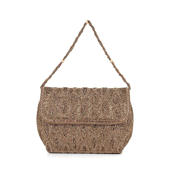 BAG IN Elegant Beaded Evening Clutch Purse with Detachable Chain Strap – Handcrafted Party Shoulder Bag for Women