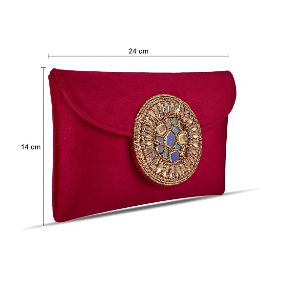 J I ACCESSORIES Golden Medallion Velvet Clutch Purse