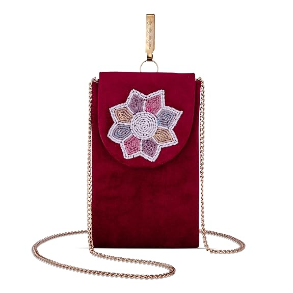 Bag in Women's Flower Beaded Mobile Pouch