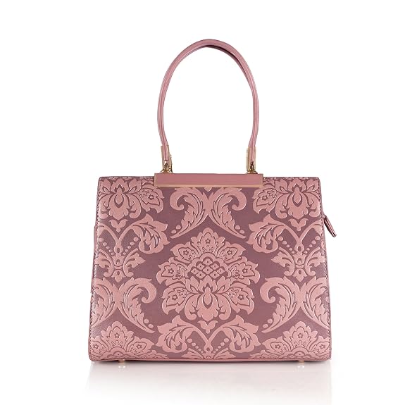 J I Designer Inspired Floral Embossed Tote – Top Handle & Crossbody Bag for Women