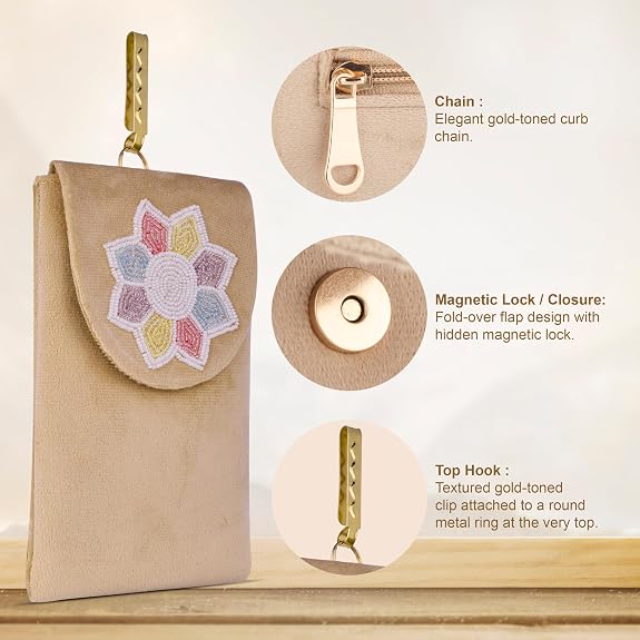 Bag in Women's Flower Beaded Mobile Pouch