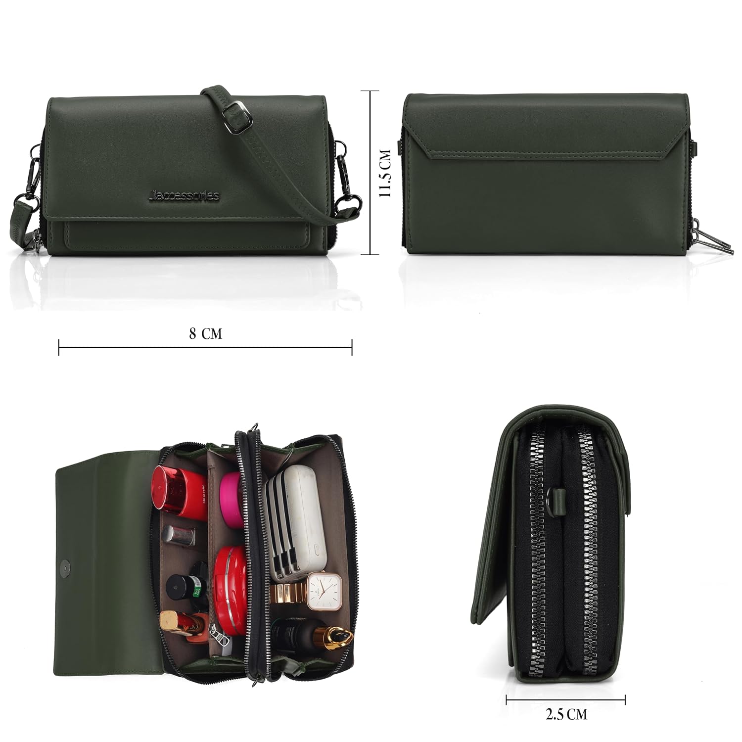 J I Elegant Premium Women’s Clutch Wallet Luxury Look with Zip Closure