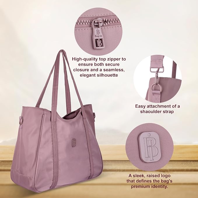 Bag in Women’s Tote Bag with Zipper & Adjustable Shoulder Strap – Lightweight Large Handbag for Work, Travel & Daily Use