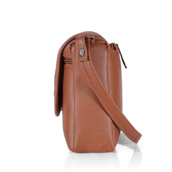 Bag in Stylish Women's Leather Shoulder Bag Embroidered Flap Crossbody Purse with Zipper Compartments & Adjustable Strap