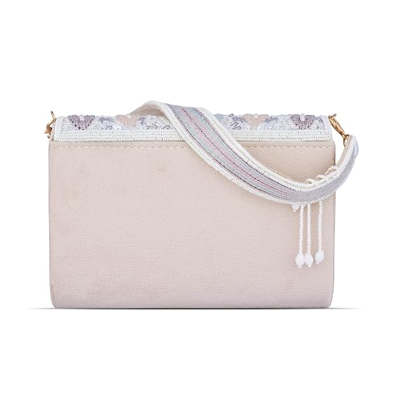 J I Women’s Embellished Sequin & Pearl Beaded Shoulder Bag with Tassels