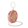 Bag in Festive Velvet Embroidered Clutch Bag with Chain & Ring Handle
