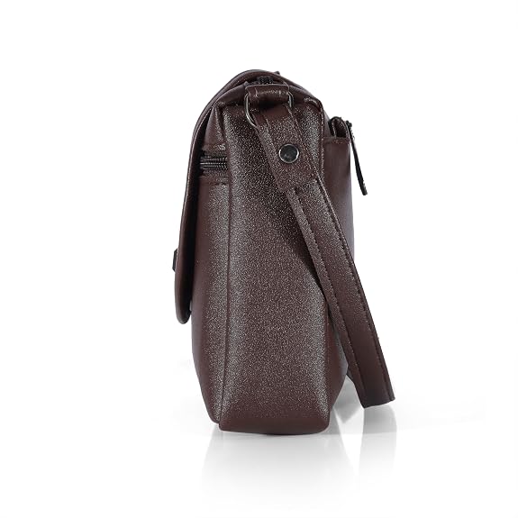 Bag in Stylish Women's Leather Shoulder Bag Embroidered Flap Crossbody Purse with Zipper Compartments & Adjustable Strap