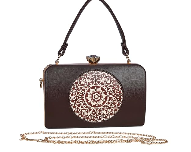 Bag in Elegant Black Floral Handbag with Crystal Clasp Vintage-Inspired Evening Bag for Special Occasions
