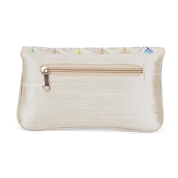 J I ACCESSORIES Embroidered Elegance Clutch Sling Bag