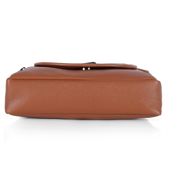 Bag in Stylish Women's Leather Shoulder Bag Embroidered Flap Crossbody Purse with Zipper Compartments & Adjustable Strap