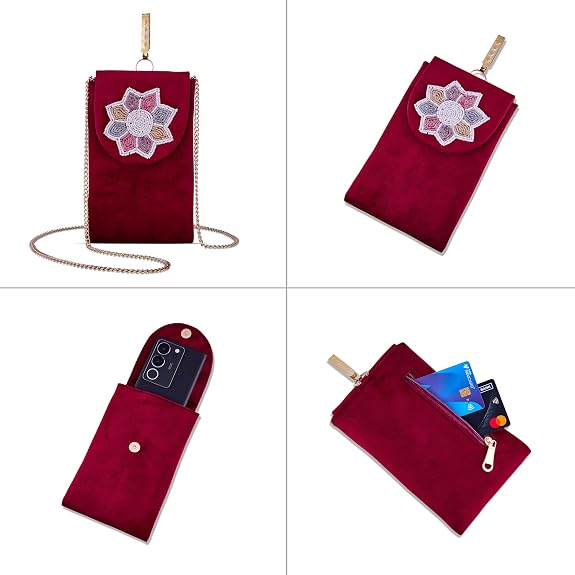 Bag in Women's Flower Beaded Mobile Pouch