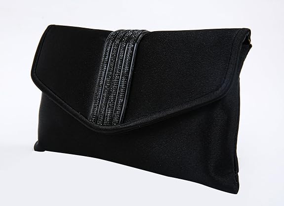 Bag in Elegant Satin Evening Clutch Bag Stylish Envelope Purse with Rhinestone Detail and Detachable Chain Perfect for Formal Events and Special Occasions