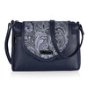 Bag in Stylish Women's Leather Shoulder Bag Embroidered Flap Crossbody Purse with Zipper Compartments & Adjustable Strap