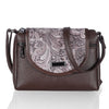 Bag in Stylish Women's Leather Shoulder Bag Embroidered Flap Crossbody Purse with Zipper Compartments & Adjustable Strap