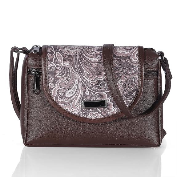 Bag in Stylish Women's Leather Shoulder Bag Embroidered Flap Crossbody Purse with Zipper Compartments & Adjustable Strap