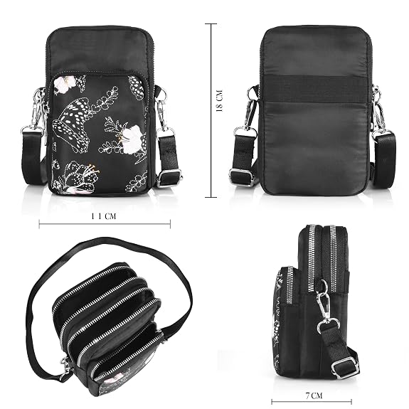 Bag in Bag In Floral Crossbody Bag with Multiple Zippered Compartments - Compact, Stylish and Convenient for Travel and Daily Use