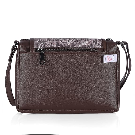 Bag in Stylish Women's Leather Shoulder Bag Embroidered Flap Crossbody Purse with Zipper Compartments & Adjustable Strap