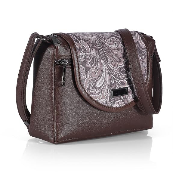 Bag in Stylish Women's Leather Shoulder Bag Embroidered Flap Crossbody Purse with Zipper Compartments & Adjustable Strap