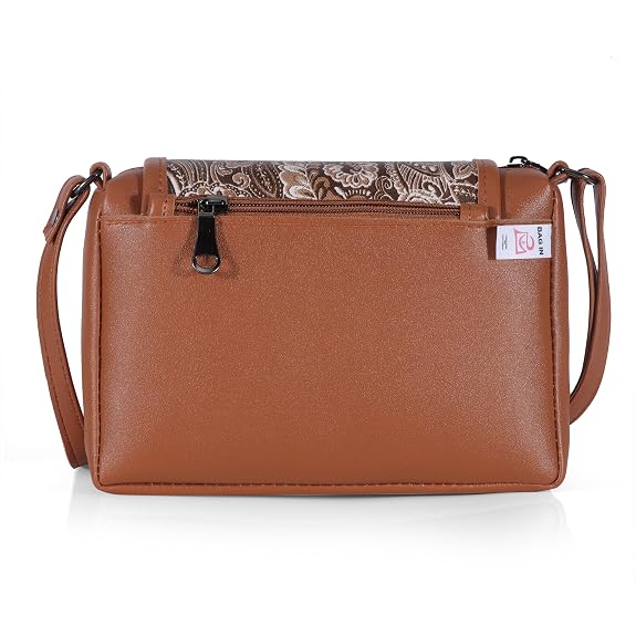 Bag in Stylish Women's Leather Shoulder Bag Embroidered Flap Crossbody Purse with Zipper Compartments & Adjustable Strap