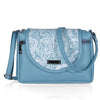 Bag in Stylish Women's Leather Shoulder Bag Embroidered Flap Crossbody Purse with Zipper Compartments & Adjustable Strap