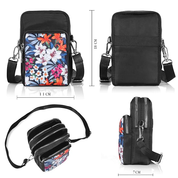 Bag in Women’s Floral Crossbody Phone Bag – Multi-Pocket Small Shoulder Purse with Adjustable Strap