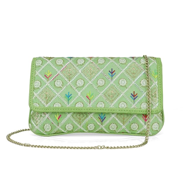 BAG IN Handmade Embroidered Sling Clutch – Wedding, Party & Festive Occasion Purse