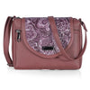 Bag in Stylish Women's Leather Shoulder Bag Embroidered Flap Crossbody Purse with Zipper Compartments & Adjustable Strap