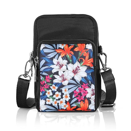 Bag in Bag In Floral Crossbody Bag with Multiple Zippered Compartments - Compact, Stylish and Convenient for Travel and Daily Use
