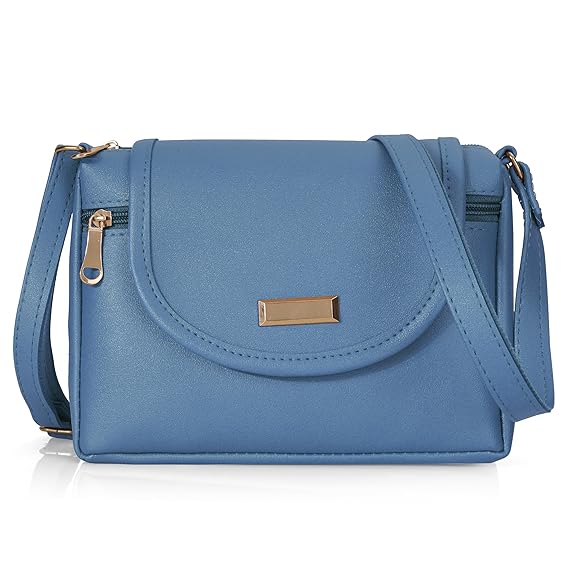 Bag in Stylish Women's Leather Shoulder Bag Embroidered Flap Crossbody Purse with Zipper Compartments & Adjustable Strap